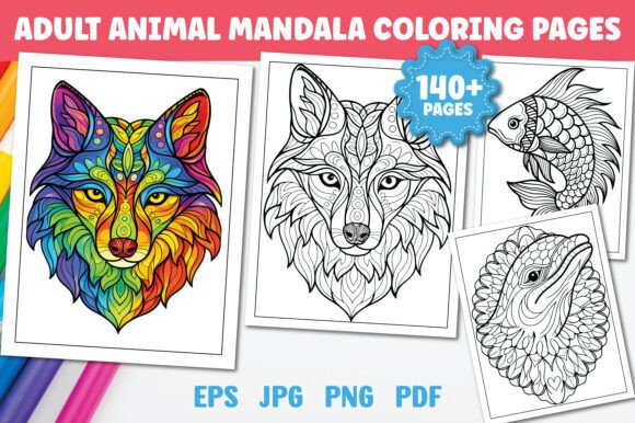 Download 140 Adults Animal Mandala Coloring Book - Premium Resources