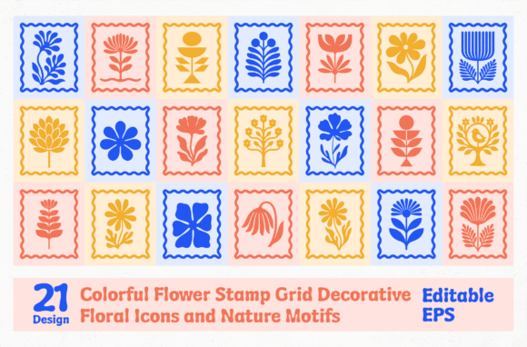 Download Decorative Floral Icons and Nature Motif - Nature Collection